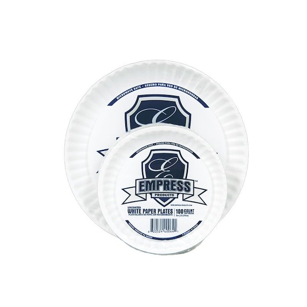 Empress Uncoated Paper Plate 9 in. White, 100PK - E30300 00065