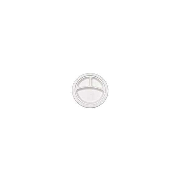 Americareroyal PrimeWare 9 in. Heavy Weight Plate Natural White Bagasse 3 Comp, 5PK - PL-93