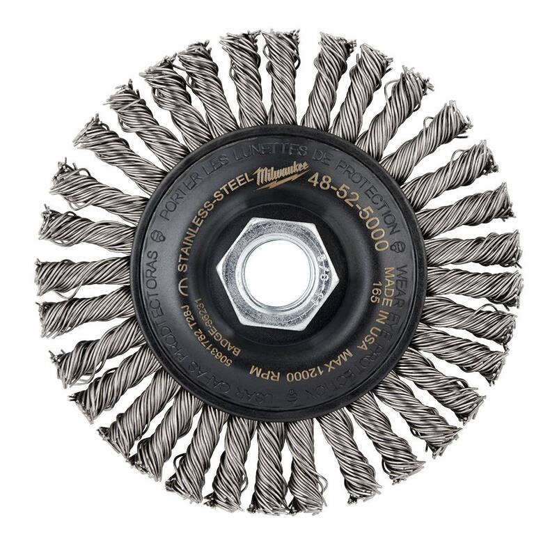 Rueda de cuerda de acero inoxidable Milwaukee de 4 pulgadas x 5/8-11 pulgadas - 48-52-5000.