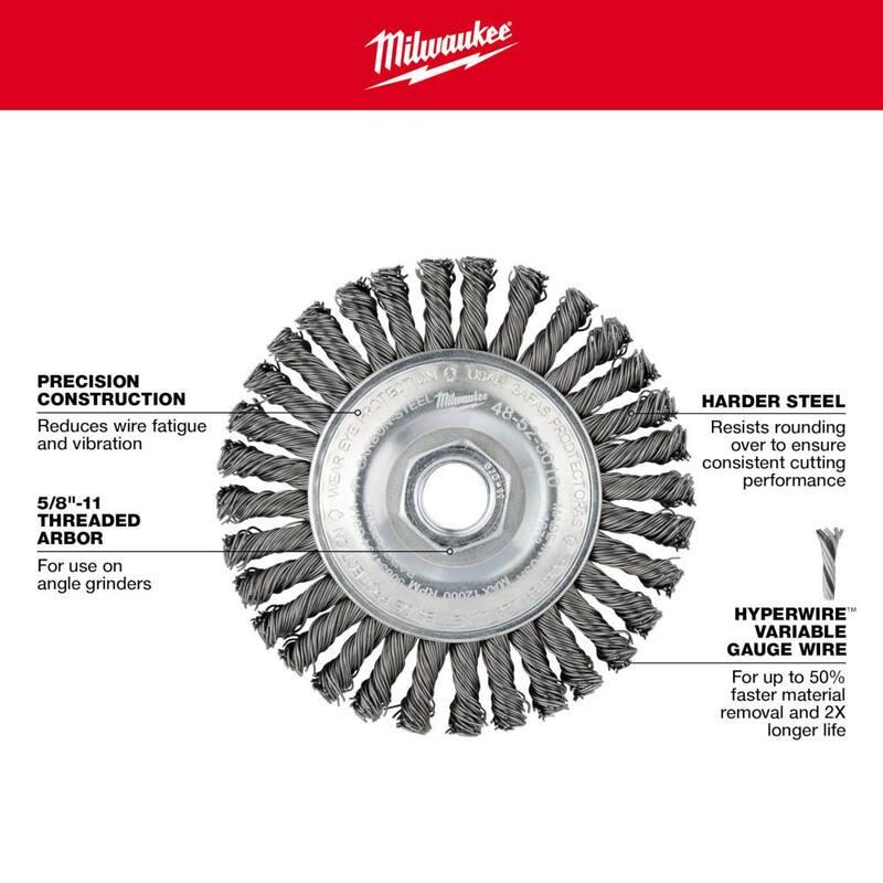 Rueda de cuerda de acero inoxidable Milwaukee de 4 pulgadas x 5/8-11 pulgadas - 48-52-5000.