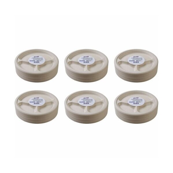 Genuine Joe Genuine Joe Plates, Compostable, 3-Comp, 10in, White, 10PK - GJO10231CT