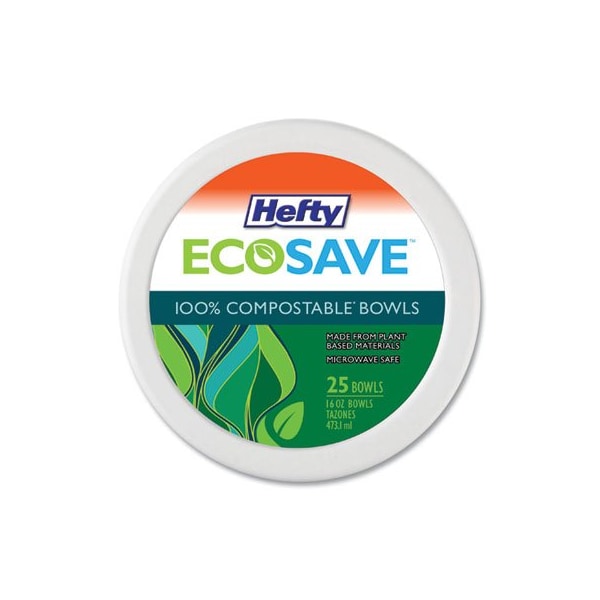 Reynolds Hefty, Super Strong Paper Dinnerware, 16 Oz Bowl, Bagasse, 12PK - D71625