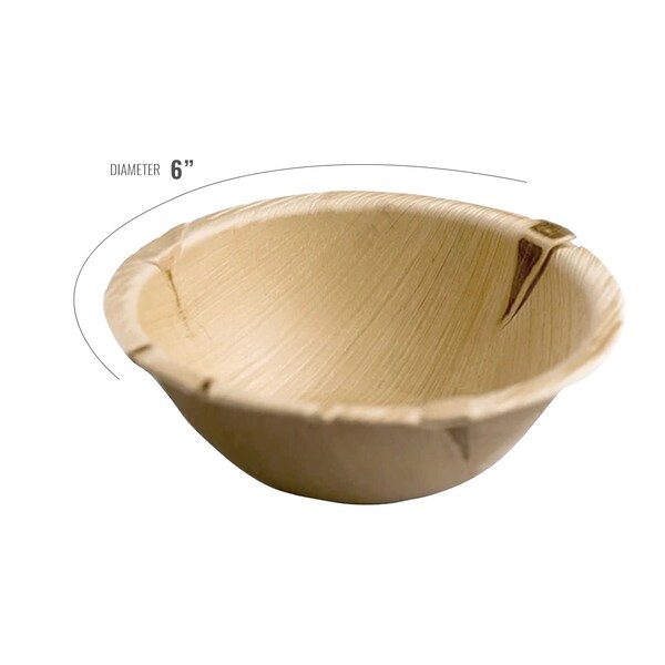Smarty Had A Party 6" Round Palm Leaf Eco Friendly Disposable Soup Bowls (100 Bowls), 100PK - 46765R-CASE