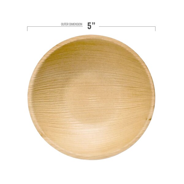 Smarty Had A Party 5" Round Palm Leaf Eco Friendly Disposable Soup Bowls (100 Bowls), 100PK - 46755R-CASE
