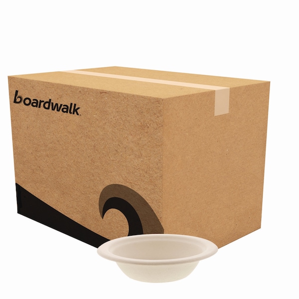 Boardwalk Bagasse PFAS-Free Dinnerware, Round Bowl, 12 oz, Natural, 1000PK - BL-12BW-NPFA