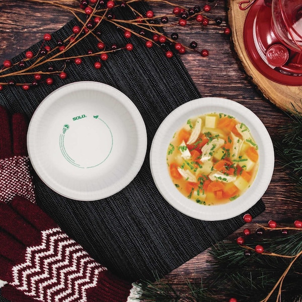 Solo Compostable Paper Dinnerware, ProPlanet Seal, Bowl, 12 oz, White, 1000PK - HB12-PLANET