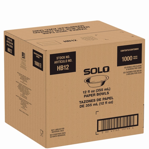 Solo Compostable Paper Dinnerware, ProPlanet Seal, Bowl, 12 oz, White, 1000PK - HB12-PLANET