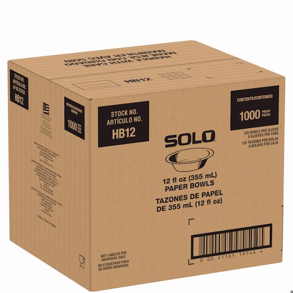 Solo Compostable Paper Dinnerware, ProPlanet Seal, Bowl, 12 oz, White, 1000PK - HB12-PLANET