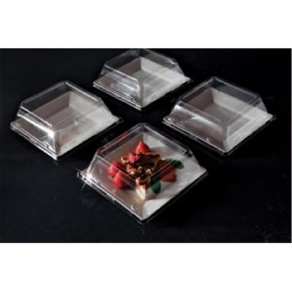 Gb Gifts 6.5 in. Squares Clear Dessert Plate Pet Lid, 120PK - GB2573165