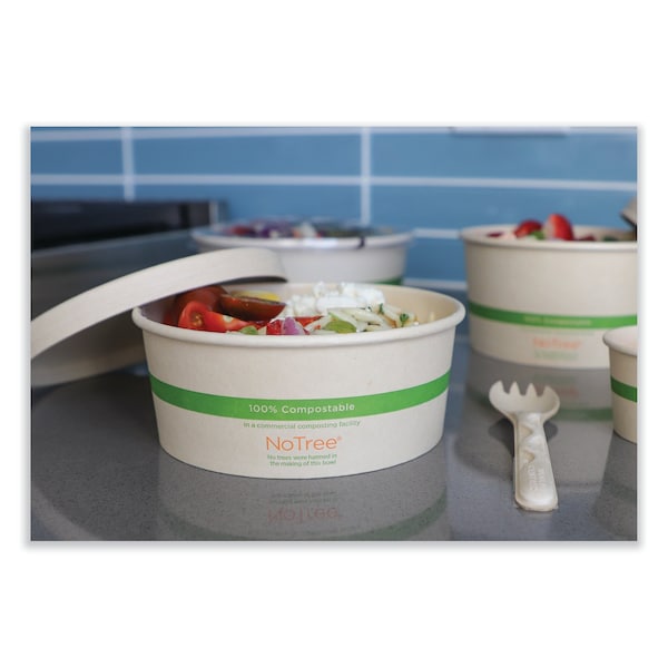 World Centric No Tree Wide Paper Bowls, 32 oz, 5.9 in. Diameter x 3.1 in. h, Natural, Sugarcane, 300PK - BO-NT-32W