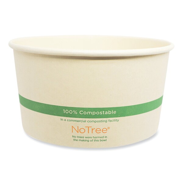 World Centric No Tree Wide Paper Bowls, 32 oz, 5.9 in. Diameter x 3.1 in. h, Natural, Sugarcane, 300PK - BO-NT-32W