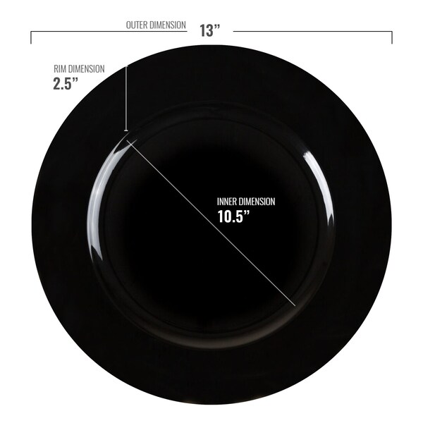 Smarty Had A Party 13 Black Round Disposable Plastic Charger Plates 60 Plates, 60PK - 2710B-CASE