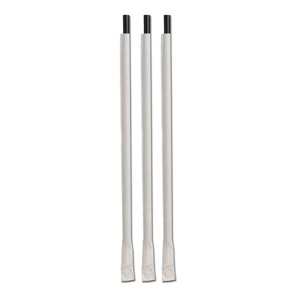 D & W Fine Pack 1025 Tall Giant Individually Wrapped Ebony Black Straw, PK1200 - DSTGW4-300E