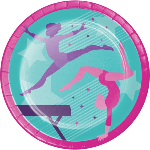 Omg 9 in. Gymnastics Party Dinner Plates, 96PK - OM3517752