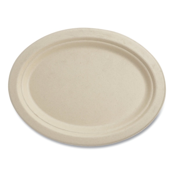 World Centric Fiber Plates, 12 in. Oval, Natural, 500PK - PL-SC-U12O-LFP
