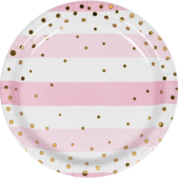 Creative Converting Pink and Gold Celebration Dessert Plates, 7", 96PK - 346284
