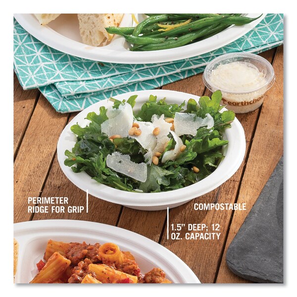 Pactiv Evergreen EarthChoice PFAS Free Compostable Dinnerware, Bowl, 12 oz, Natural, 1000PK - MC50012PFREE