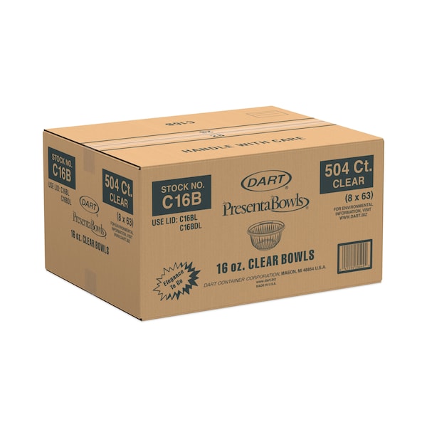 Dart PresentaBowls Clear Bowls, 16 oz, PK504, 504PK - C16B
