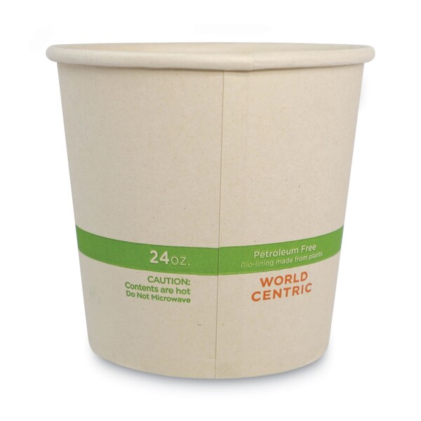 World Centric No Tree Paper Bowls, 24 oz, 4.4" Diameter x 4.5"h, Natural, Sugarcane, PK500, 500PK - BO-SU-24