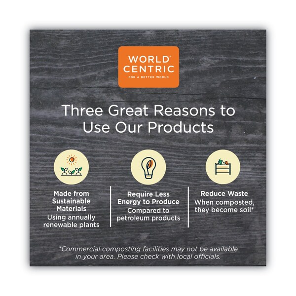 World Centric No Tree Paper Bowls, 24 oz, 4.4" Diameter x 4.5"h, Natural, Sugarcane, PK500, 500PK - BO-SU-24