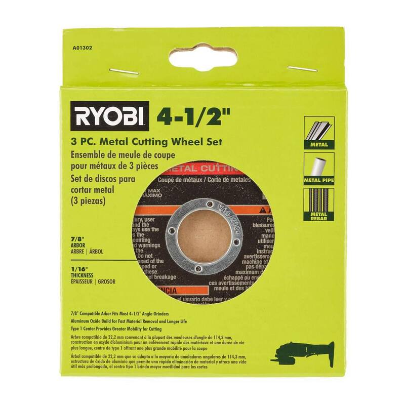 RYOBI 4-1/2 pulgadas Disco de corte de metal (paquete de 3) - A01302