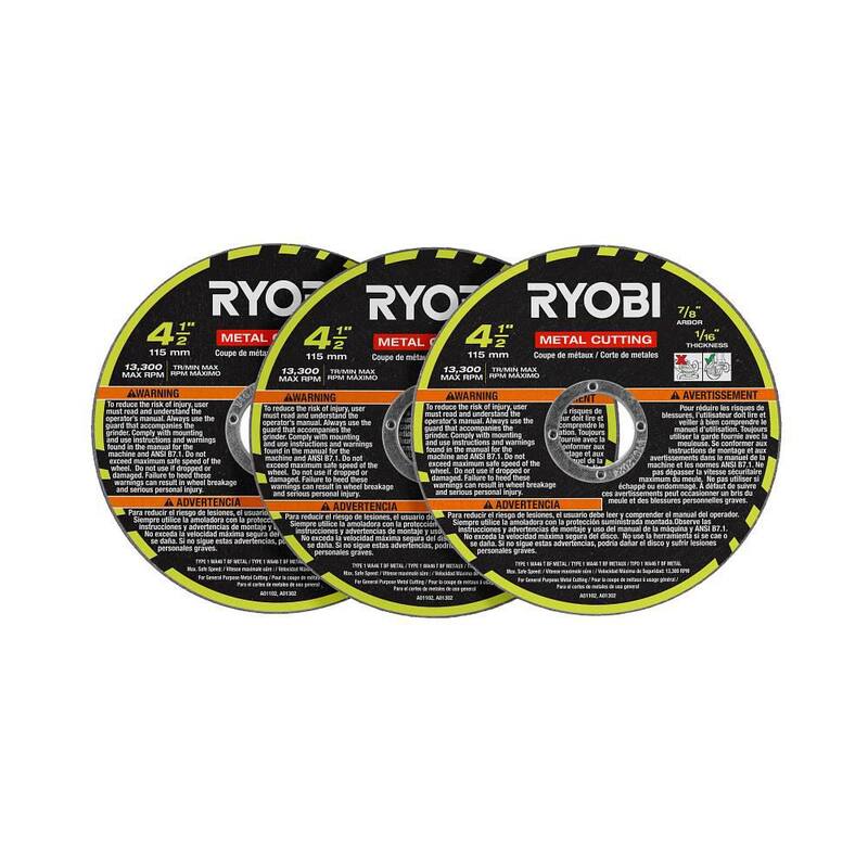 RYOBI 4-1/2 pulgadas Disco de corte de metal (paquete de 3) - A01302