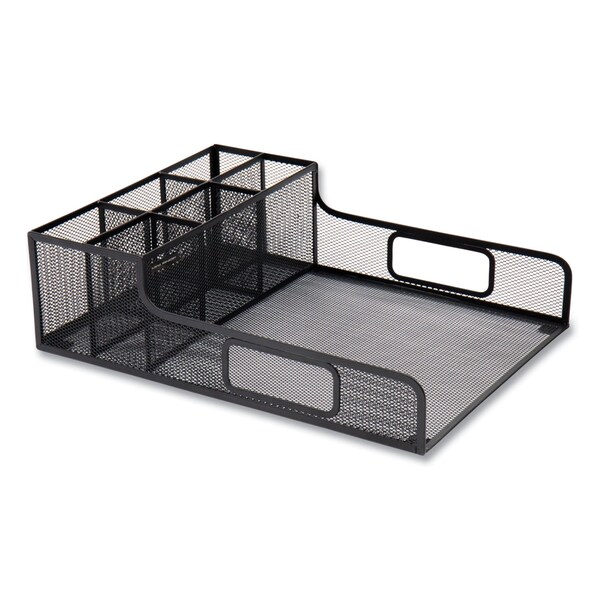 Mind Reader Network Collection Utensil, Napkin and Plate Countertop Organizer, 11.5 x 14.75 x 5.5, Metal, Black - PSNAMESH-BLK