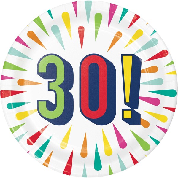 Creative Converting Birthday Burst 30 Dessert Plates, 7", 96PK - 346330
