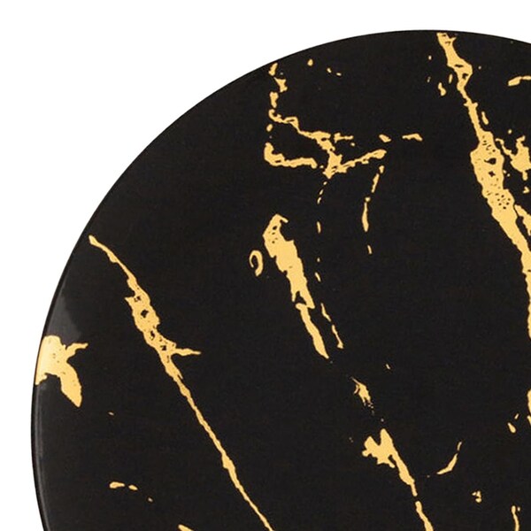 Smarty Had A Party 10.25" Black with Gold Marble Stroke Round Disposable Plastic Dinner Plates (120 Plates), 120PK - 900BG-CASE