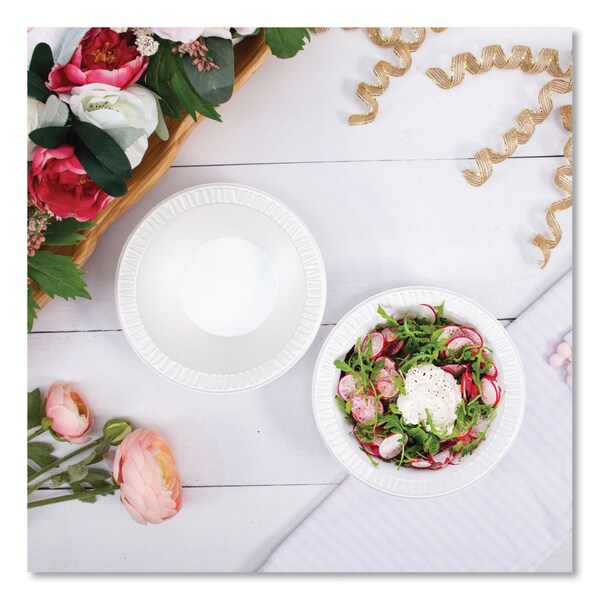 Dart Quiet Classic Laminated Foam Dinnerware Bowls, 10-12 Oz, White, PK1000 - 12BWWQ