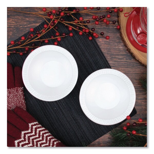 Dart Quiet Classic Laminated Foam Dinnerware Bowls, 10-12 Oz, White, PK1000 - 12BWWQ