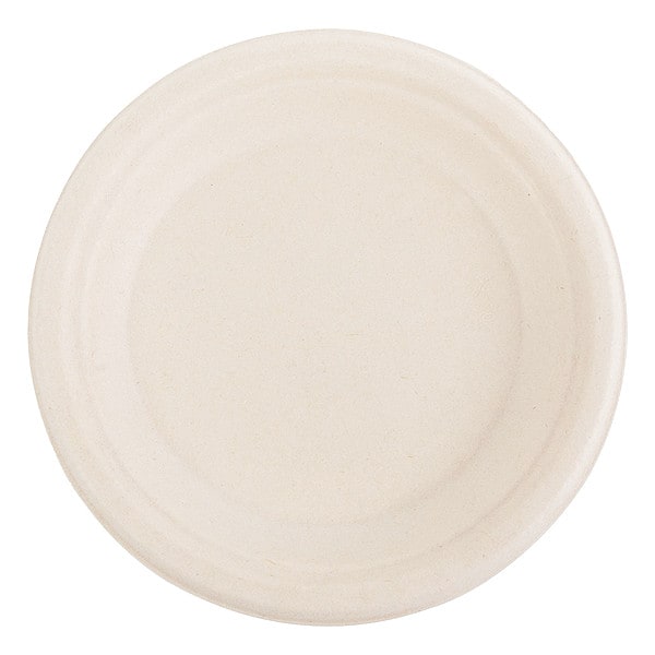 Zoro Select Bagasse PFAS-Free Dinnerware, Plate, 6" dia, Tan, PK1000 - PL-06BW-NPFA