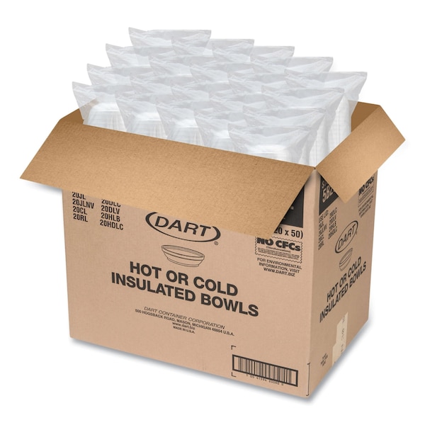 Dart Insulated Foam Bowls, 5 oz, White, PK1000 - 5B20