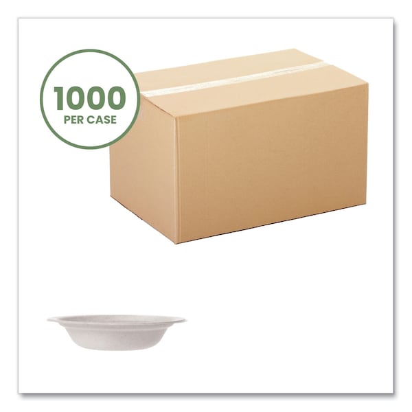 Vegware Molded Fiber Tableware, Bowl, 12 oz, White, PK1000 - WHBRG-12B