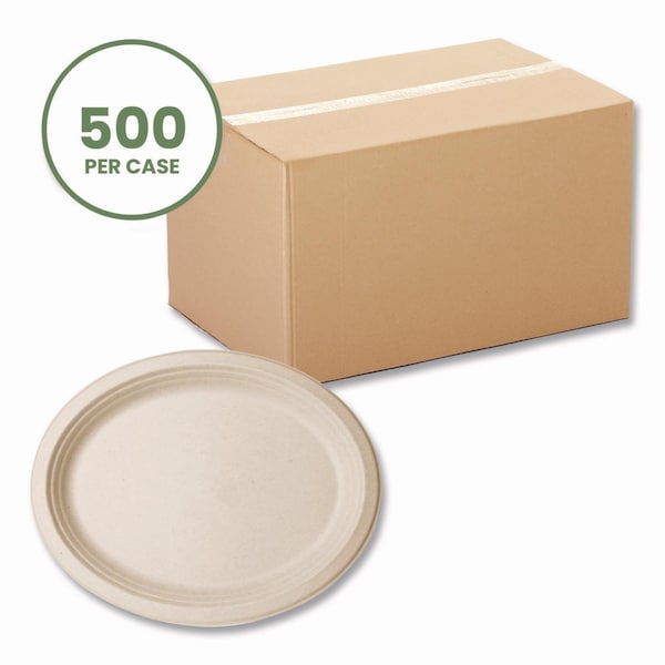 Vegware Nourish Molded Fiber Tableware, Compostable, Platter, Sugarcane, 8 x 10, White, 500PK - VW-P009NFA