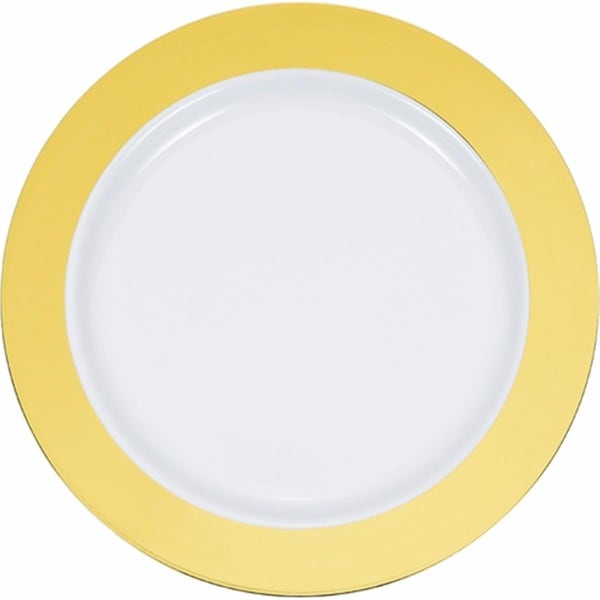 Omg 10 in. Gold Rim Plastic Banquet Plates, 120PK - OM3518031