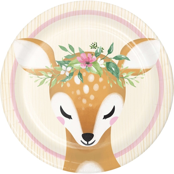 Creative Converting Little Deer Birthday Dessert Plates, 7", 96PK - 350479