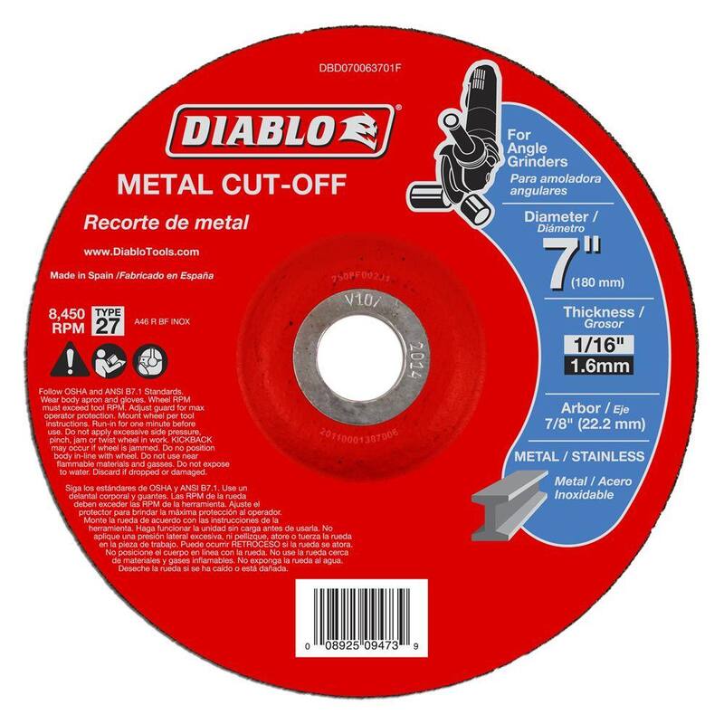 DIABLO 7 in. x 1/16 in. x 7/8 in. Disco de corte de metal con centro deprimido Tipo 27 (paquete de 5) - DBD070063701F005