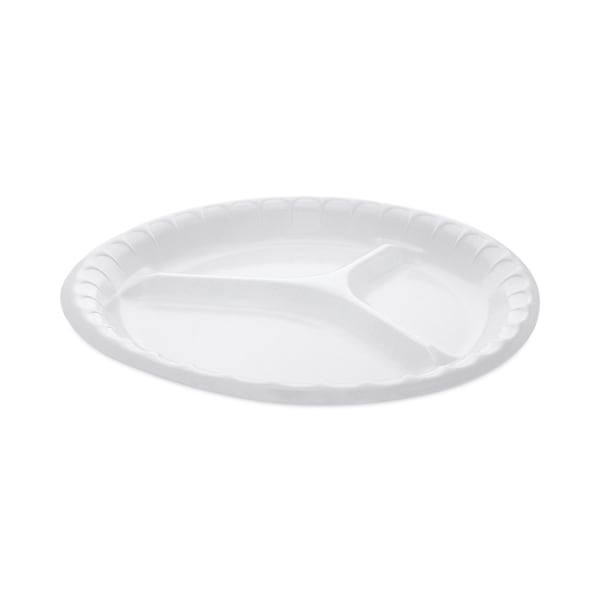 Pactiv Laminated Foam Dinnerware, 3-Comp Plate, 10.25in Dia, White, PK540 - 0TK10044000Y