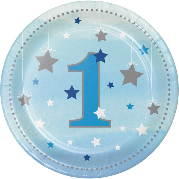 Creative Converting One Little Star Boy 1st Birthday Dessert Plates, 7", 96PK - 322230