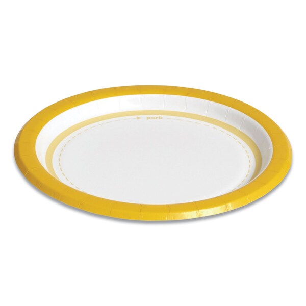 Perk Everyday Paper Plates, 6in dia, White/Yellow, 125PK - PK54328