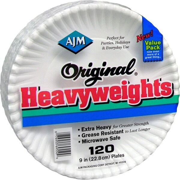 Ajm Packaging 9 in. Heavyweight Paper Plates; White - Case of 960 - AJMOH9AJBXWHCT