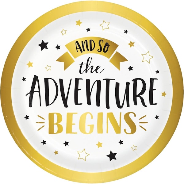 Omg 7 in. Foil Adventure Begins Dessert Plates, 96PK - OM3526889