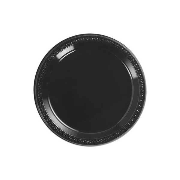 Huhtamaki Chinet, Heavyweight Plastic Plates, 9in Diamter, Black, 500PK - 81409