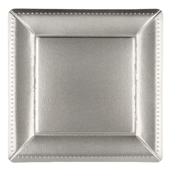 Smarty Had A Party 13" Silver Square Edge Beaded Disposable Paper Charger Plates (120 Plates), 120PK - 2690-SS-CASE