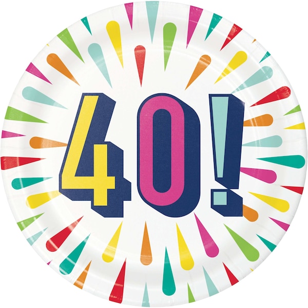 Creative Converting Birthday Burst 40 Dessert Plates, 7", 96PK - 346332