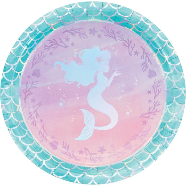 Creative Converting Iridescent Mermaid Party Paper Plates, 9", 96PK - 336704