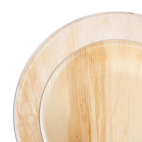 Smarty Had A Party Round Palm Leaf Eco Friendly Disposable Dinnerware  Set (100 Dinner Plates+100 Salad Plates), 200PK - 46710RVP-CASE