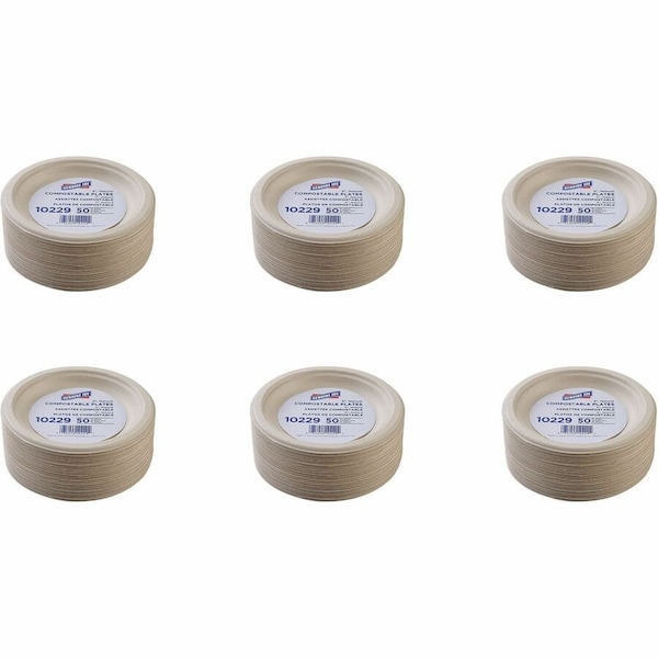 Genuine Joe 6in Compostable Disposable Plates - Natural, 1000PK - GJO10229CT