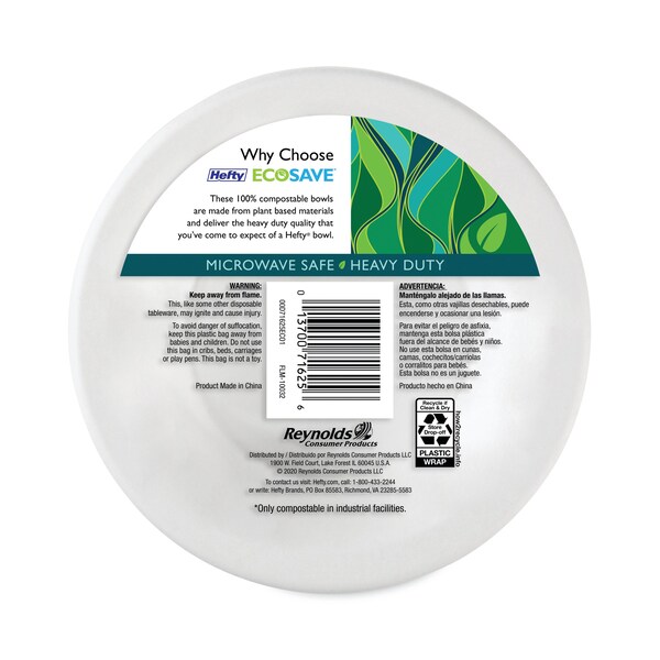 Hefty Super Strong Paper Dinnerware, 16 oz Bowl, Bagasse, PK25 - RFP D71625PK